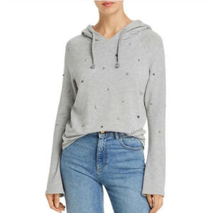 Generation Love, NWT Heather Gray Storm Pearls Hooded Hoodie Top Size Large